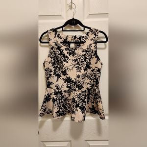 Ricki's Pink and Black Velvet Sleeveless Peplum Top Womens Sz M